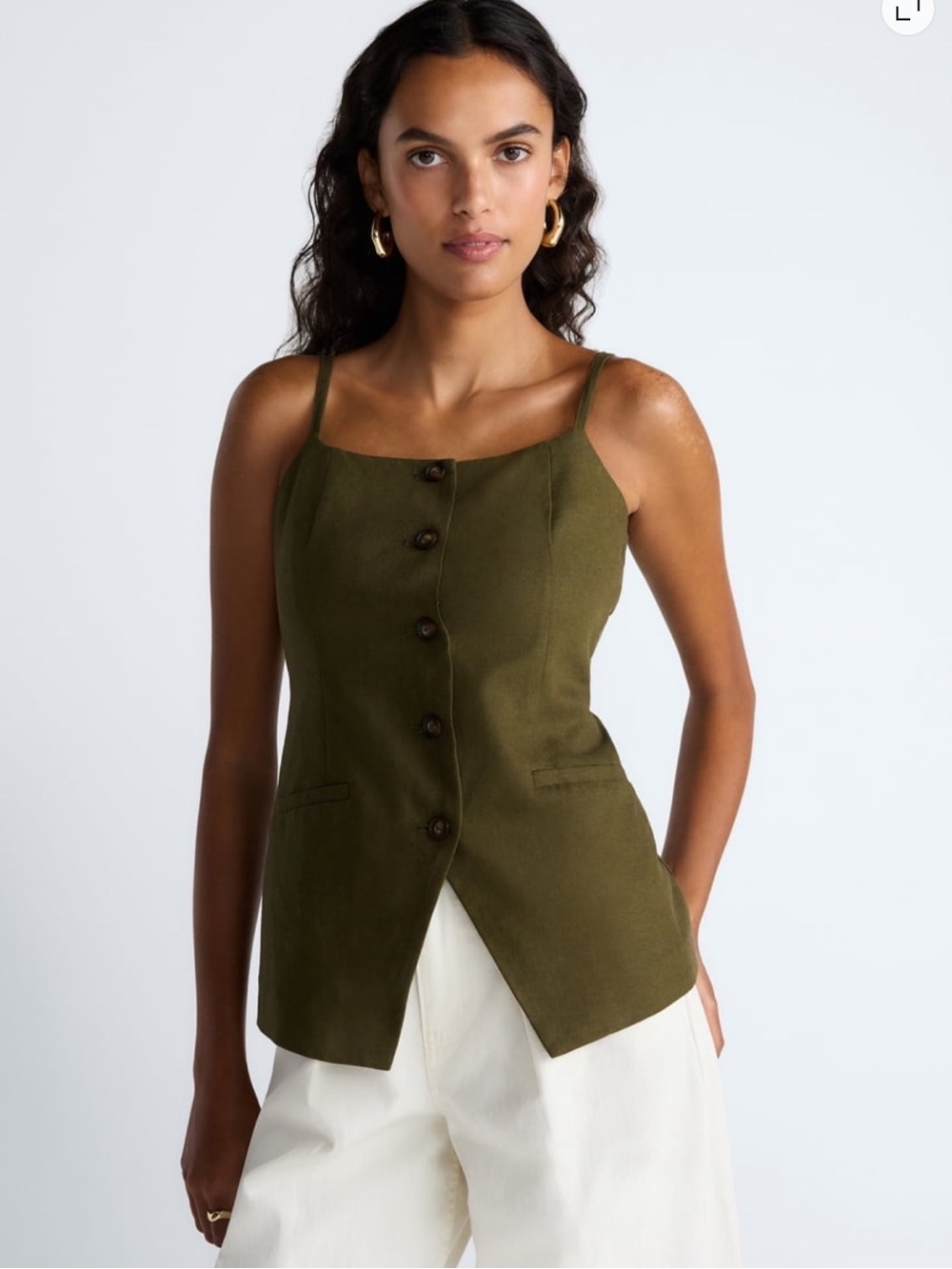 Scoop Women’s Linen Vest In Burnt Rosemary Size: Medium
